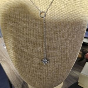 Silver star drop necklace
